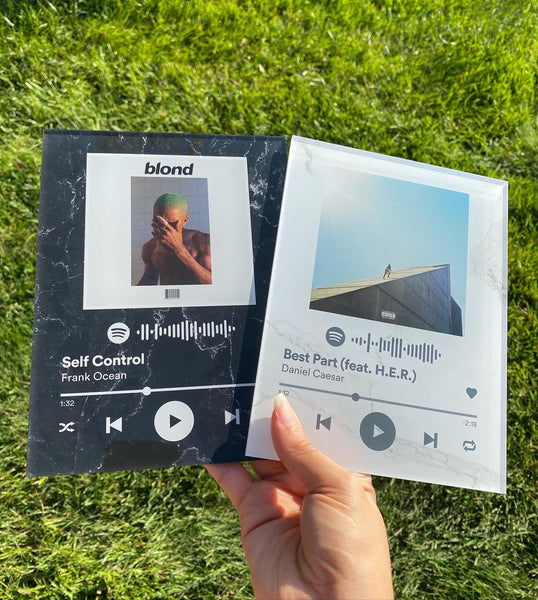 Black Marble Custom Spotify Acrylic  Album Cover - SPOTIFY Song (scan + play) - Pictical™