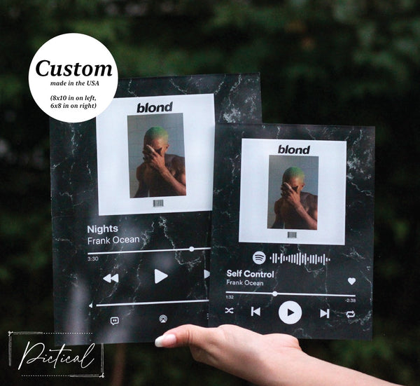 Black Marble Custom Spotify Acrylic  Album Cover - SPOTIFY Song (scan + play) - Pictical™