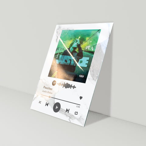 White Marble Custom Spotify Acrylic Album Cover - SPOTIFY Song (scan + play) - Pictical™